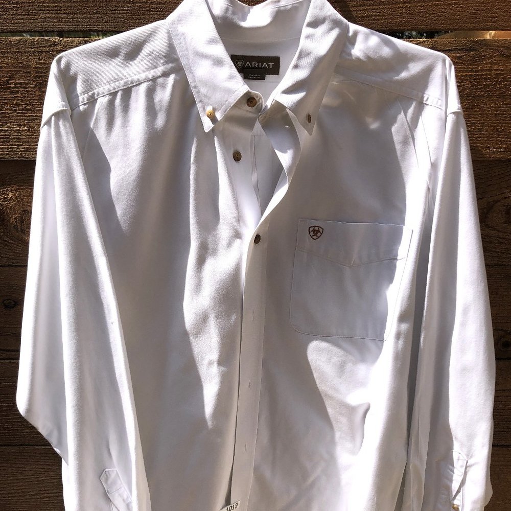 Men's ARIAT White Button Down Long Sleeve Shirt XL